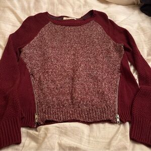 Rewind Burgundy Sweater with Zipper Accents